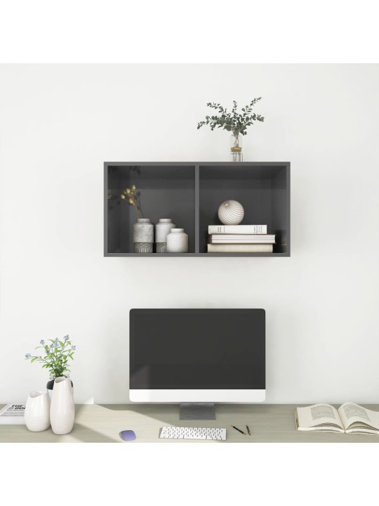 Sienas tv skapītis spīdīgi pelēks 37x37x72 cm inženierijas koks