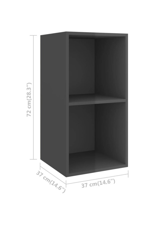 Sienas tv skapītis spīdīgi pelēks 37x37x72 cm inženierijas koks