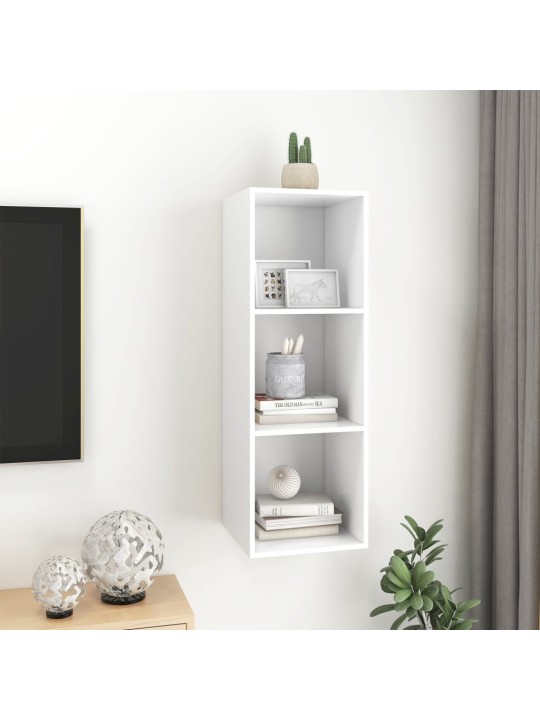 Sienas tv skapītis, balts, 37x37x107 cm, inženierijas koks
