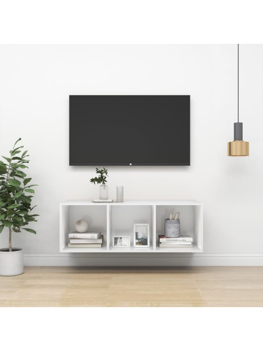 Sienas tv skapītis, balts, 37x37x107 cm, inženierijas koks