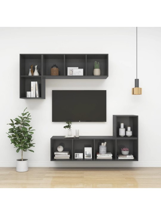 Sienas tv skapītis, pelēks, 37x37x107 cm, inženierijas koks