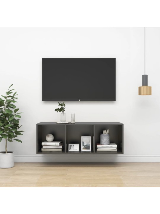 Sienas tv skapītis, pelēks, 37x37x107 cm, inženierijas koks