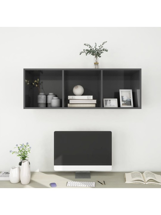 Sienas tv skapītis spīdīgi pelēks 37x37x107cm inženierijas koks