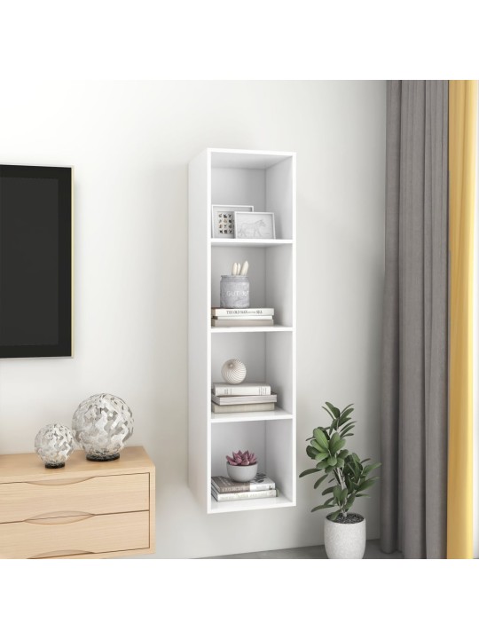Sienas tv skapītis, balts, 37x37x142,5 cm, inženierijas koks