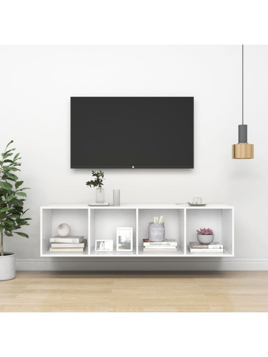 Sienas tv skapītis, balts, 37x37x142,5 cm, inženierijas koks