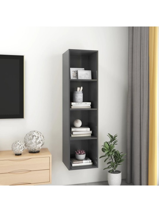 Sienas tv skapītis, pelēks, 37x37x142,5 cm, inženierijas koks