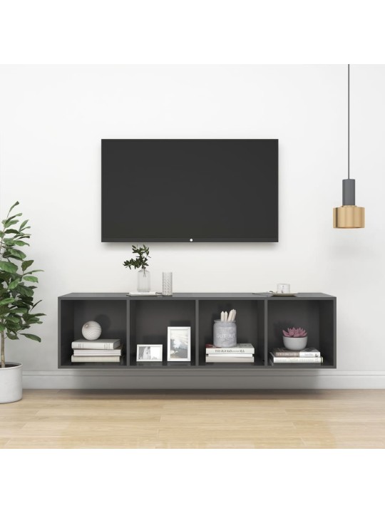 Sienas tv skapītis, pelēks, 37x37x142,5 cm, inženierijas koks