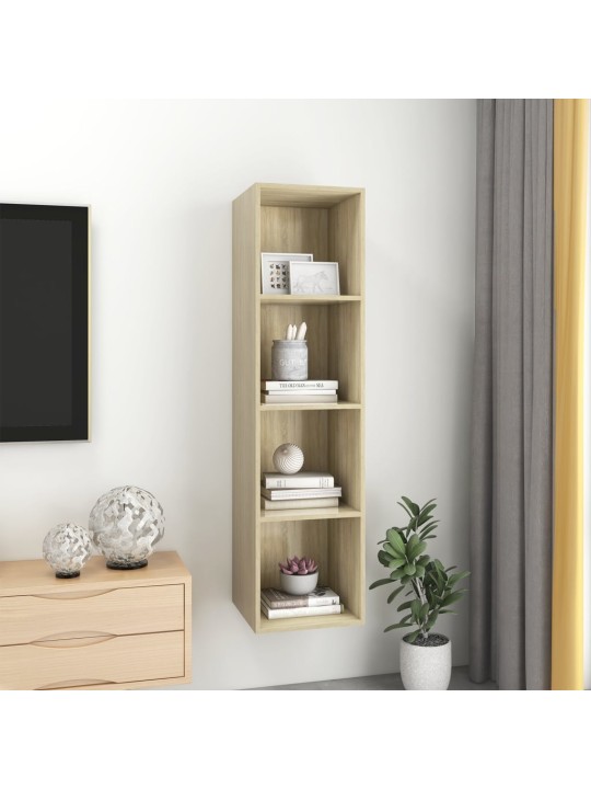 Sienas tv skapītis, ozolkoka, 37x37x142,5 cm, inženierijas koks