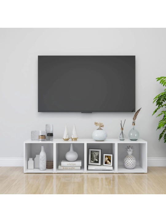 Tv plaukti, 2 gab., balti, 37x35x37 cm, inženierijas koks