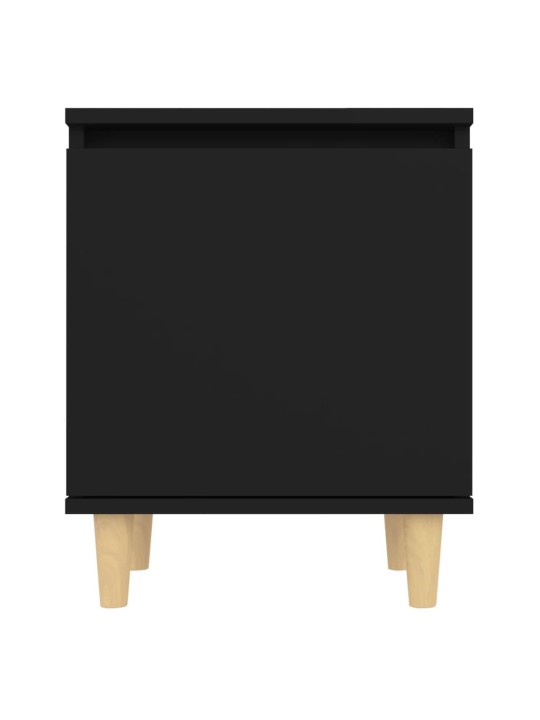 Naktsskapītis ar koka kājām, melns, 40x30x50 cm
