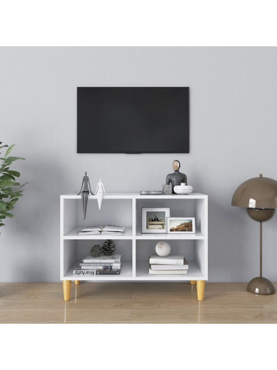 Tv skapītis ar koka kājām, balts, 69,5x30x50 cm
