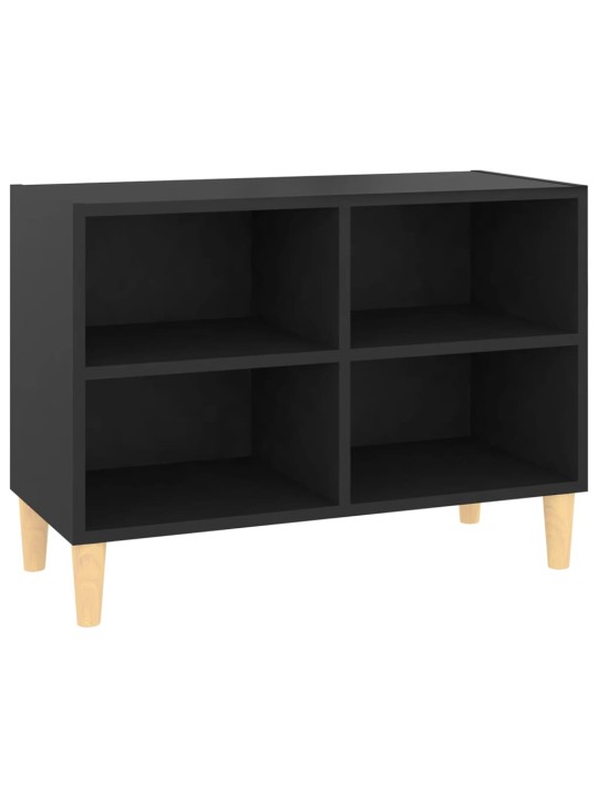 Tv skapītis ar koka kājām, melns, 69,5x30x50 cm