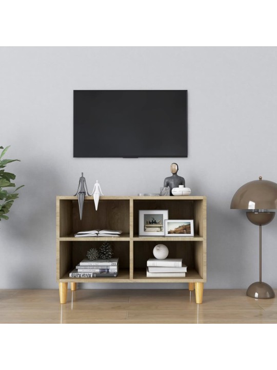 Tv skapītis ar masīvkoka kājām, ozolkoka krāsa, 69,5x30x50 cm