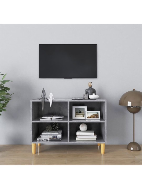Tv skapītis ar koka kājām, betona pelēks, 69,5x30x50 cm