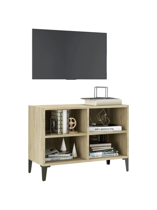 Tv plaukts ar metāla kājām, ozolkoka krāsa, 69,5x30x50 cm
