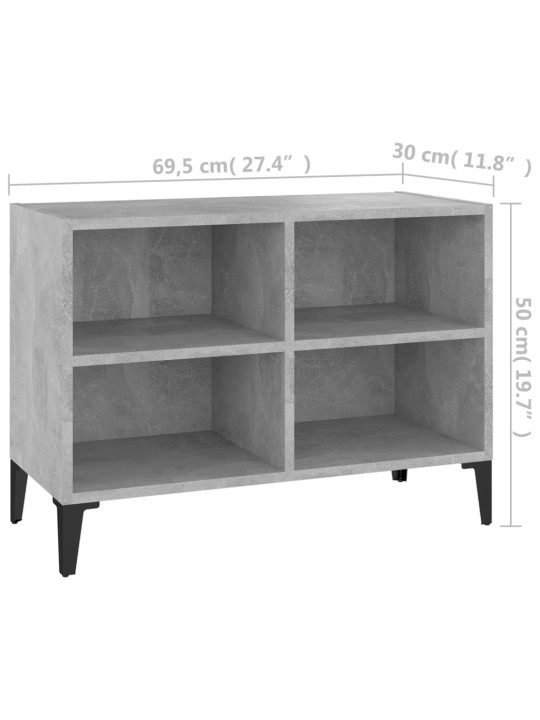 Tv plaukts, metāla kājas, pelēks, 69,5x30x50 cm, skaidu plāksne