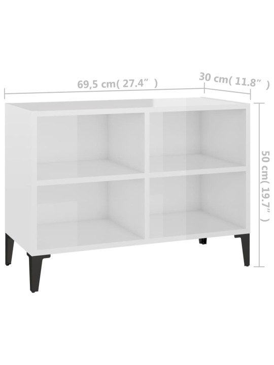 Tv skapītis, spīdīgi balts, 69,5x30x50 cm, skaidu plāksne