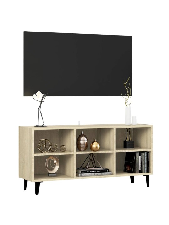 Tv plaukts ar metāla kājām, ozolkoka krāsa, 103,5x30x50 cm