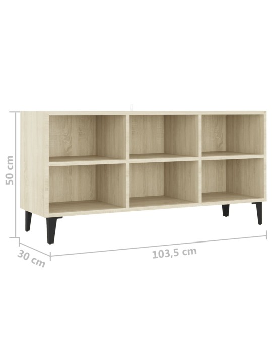 Tv plaukts ar metāla kājām, ozolkoka krāsa, 103,5x30x50 cm