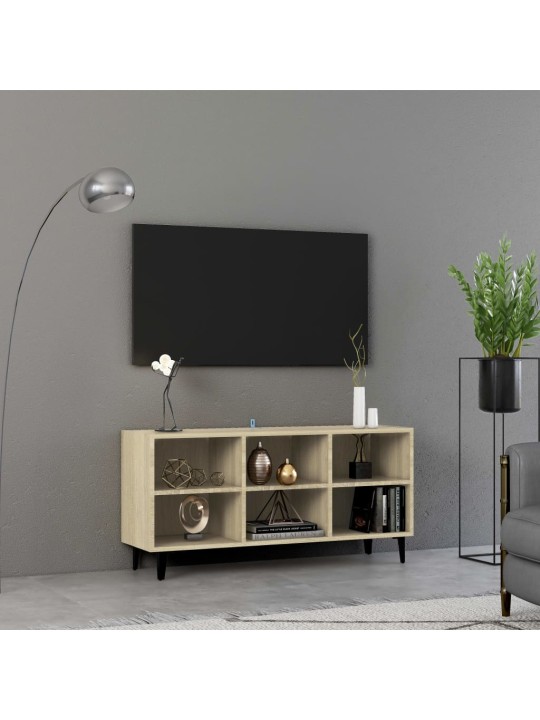 Tv plaukts ar metāla kājām, ozolkoka krāsa, 103,5x30x50 cm