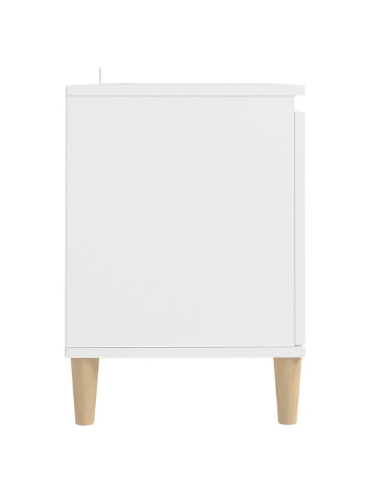 Tv skapītis ar masīvkoka kājām, balts, 103,5x35x50 cm