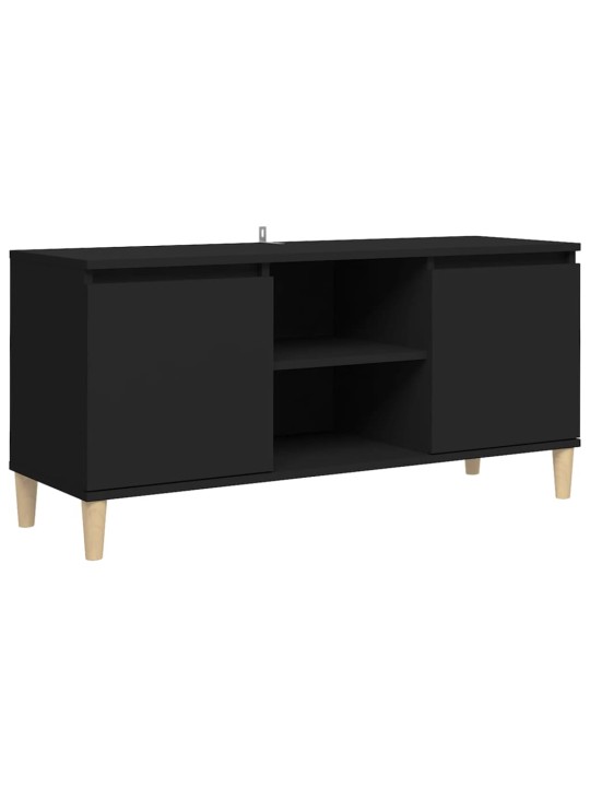 Tv skapītis, melns, 103,5x35x50 cm, masīvkoka kājas