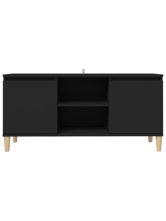 Tv skapītis, melns, 103,5x35x50 cm, masīvkoka kājas