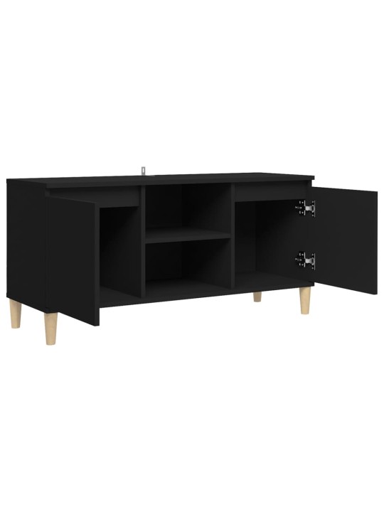 Tv skapītis, melns, 103,5x35x50 cm, masīvkoka kājas