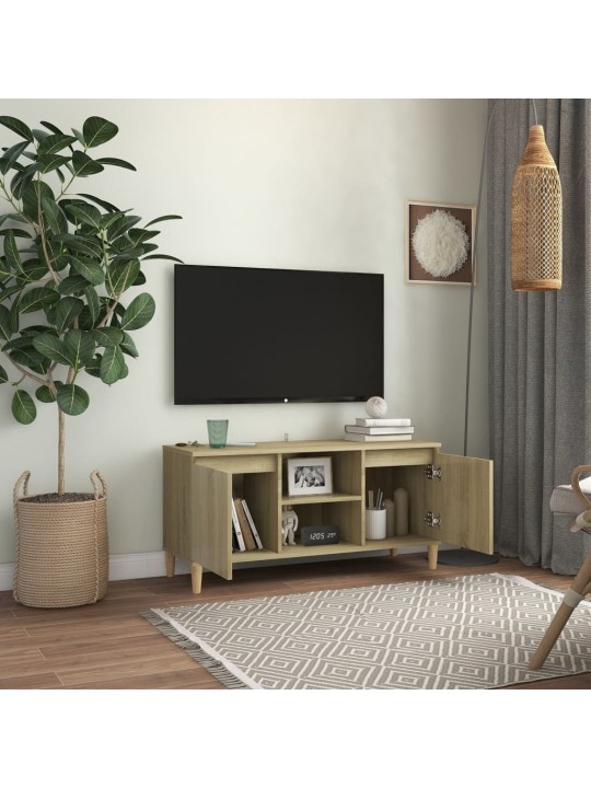 Tv skapītis, ozolkoka, 103,5x35x50 cm, masīvkoka kājas