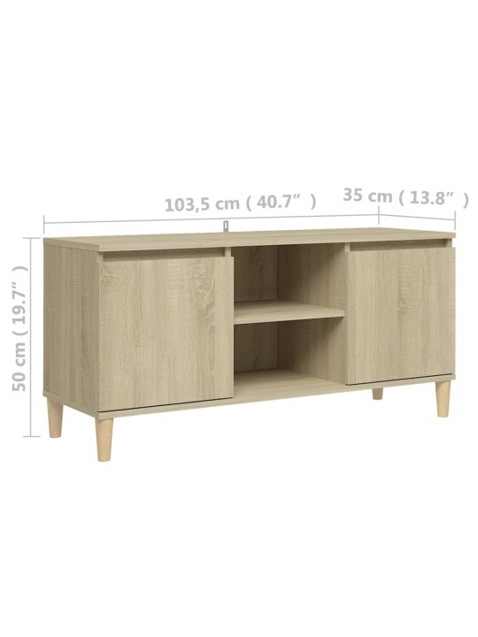 Tv skapītis, ozolkoka, 103,5x35x50 cm, masīvkoka kājas