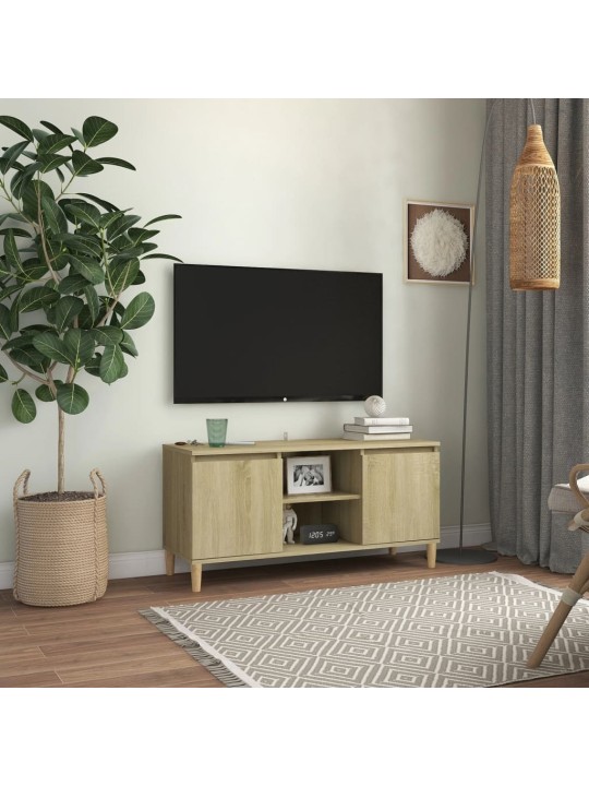 Tv skapītis, ozolkoka, 103,5x35x50 cm, masīvkoka kājas
