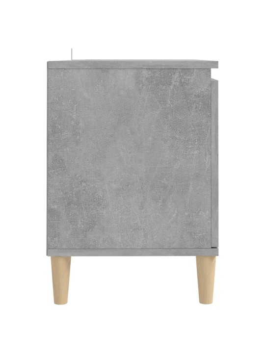 Tv skapītis ar masīvkoka kājām, betona pelēks, 103,5x35x50 cm