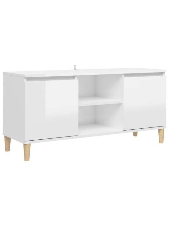 Tv skapītis, spīdīgi balts, 103,5x35x50 cm, skaidu plāksne