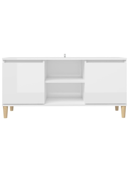 Tv skapītis, spīdīgi balts, 103,5x35x50 cm, skaidu plāksne
