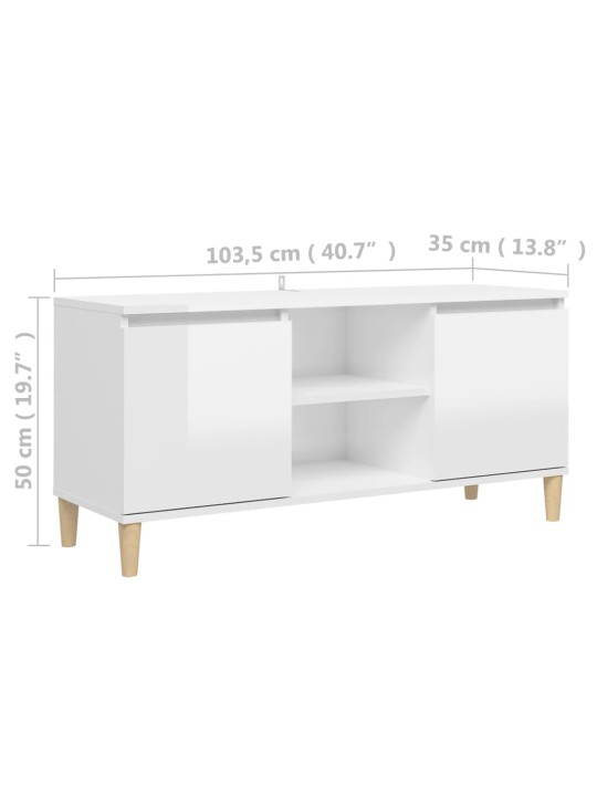 Tv skapītis, spīdīgi balts, 103,5x35x50 cm, skaidu plāksne