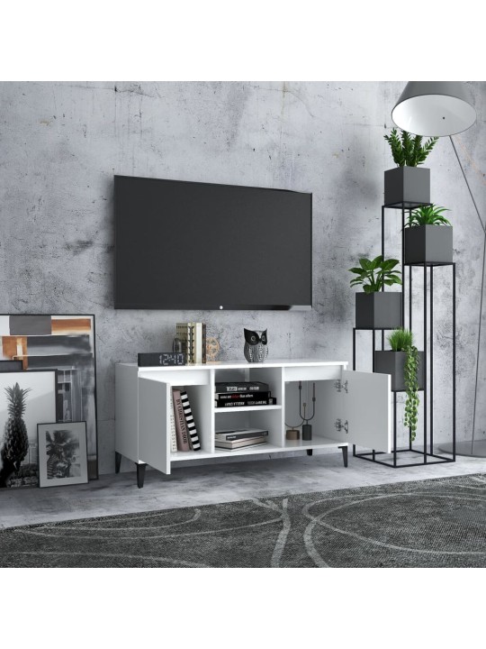 Tv skapītis, balts, 103,5x35x50 cm, skaidu plātne, metāla kājas