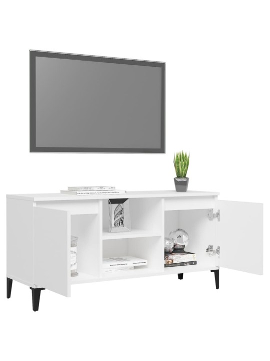 Tv skapītis, balts, 103,5x35x50 cm, skaidu plātne, metāla kājas