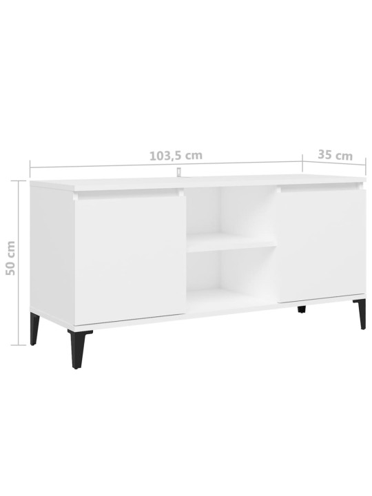 Tv skapītis, balts, 103,5x35x50 cm, skaidu plātne, metāla kājas
