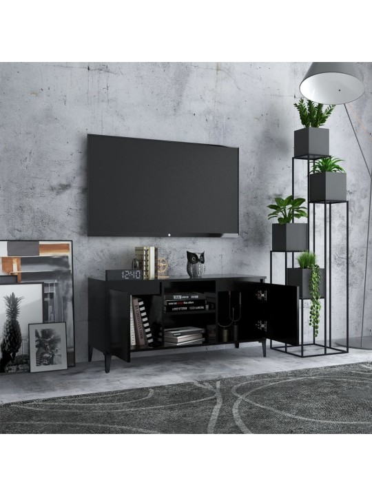 Tv skapītis, melns, 103,5x35x50 cm, skaidu plātne, metāla kājas