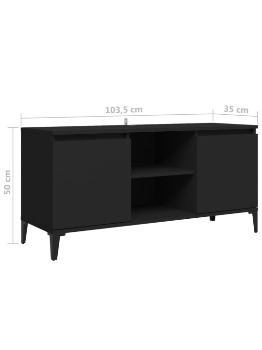 Tv skapītis, melns, 103,5x35x50 cm, skaidu plātne, metāla kājas