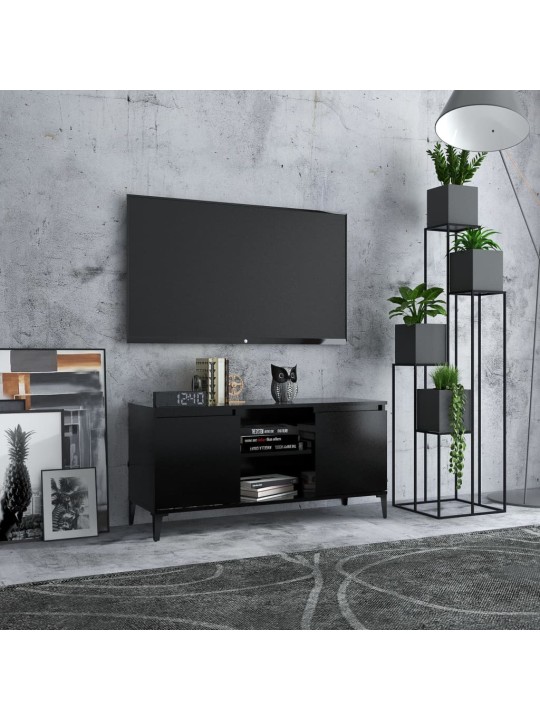 Tv skapītis, melns, 103,5x35x50 cm, skaidu plātne, metāla kājas