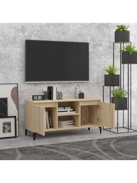 Tv skapītis, ozolkoka, 103,5x35x50 cm, metāla kājas