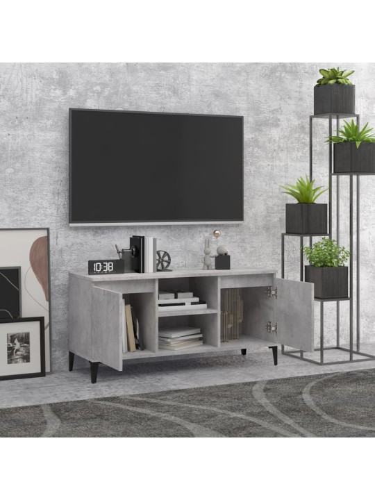 Tv skapītis ar metāla kājām, betona pelēks, 103,5x35x50 cm