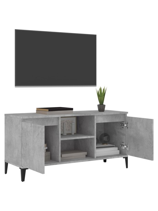 Tv skapītis ar metāla kājām, betona pelēks, 103,5x35x50 cm