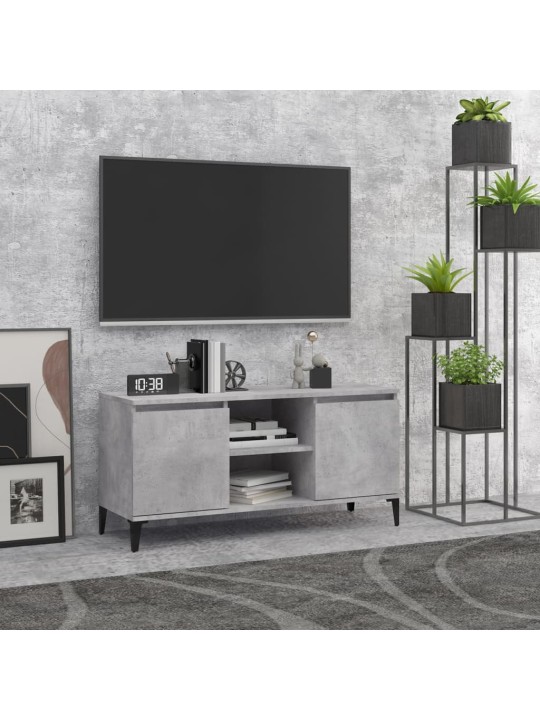 Tv skapītis ar metāla kājām, betona pelēks, 103,5x35x50 cm