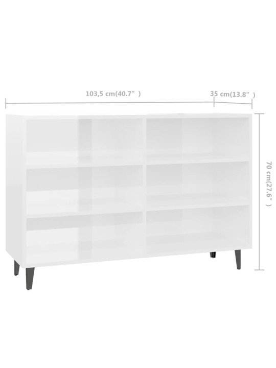 Kumode, 103,5x35x70 cm, spīdīgi balta, inženierijas koks
