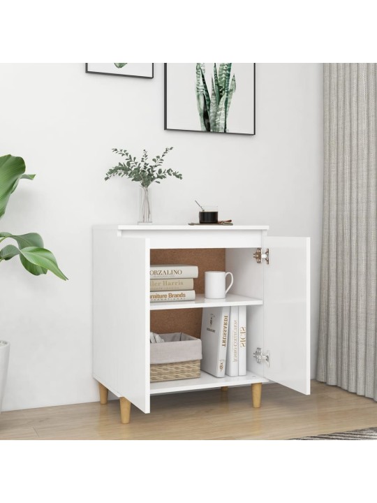 Kumode ar koka kājām, balta, 60x35x70 cm, inženierijas koks