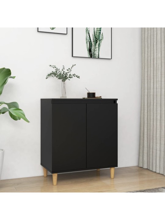 Kumode ar koka kājām, melna, 60x35x70 cm, inženierijas koks