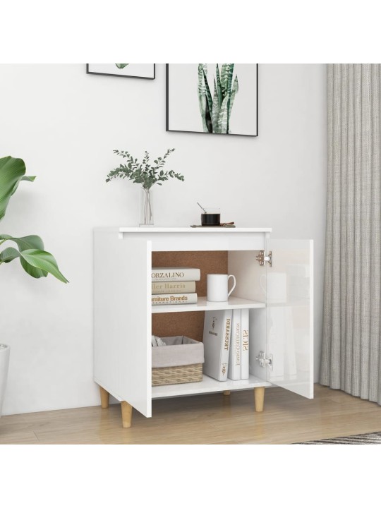 Kumode ar koka kājām, balta, 60x35x70 cm, inženierijas koks