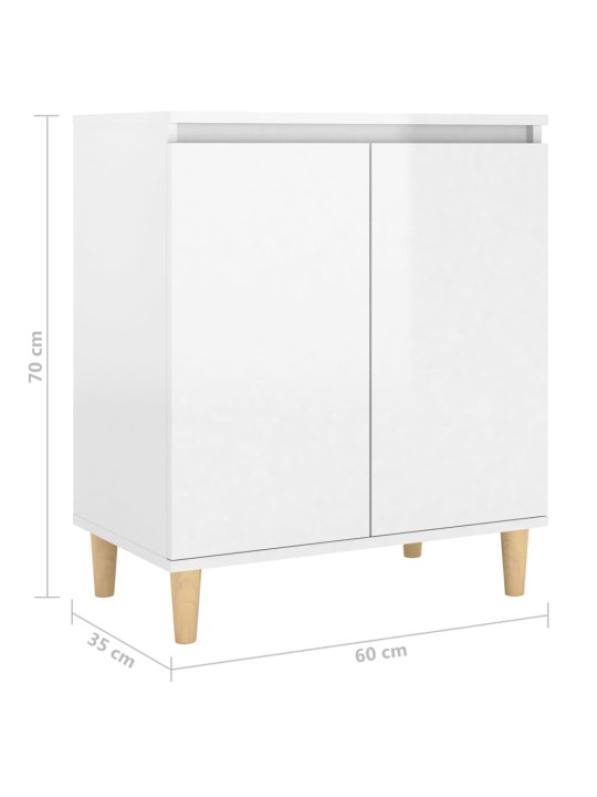 Kumode ar koka kājām, balta, 60x35x70 cm, inženierijas koks